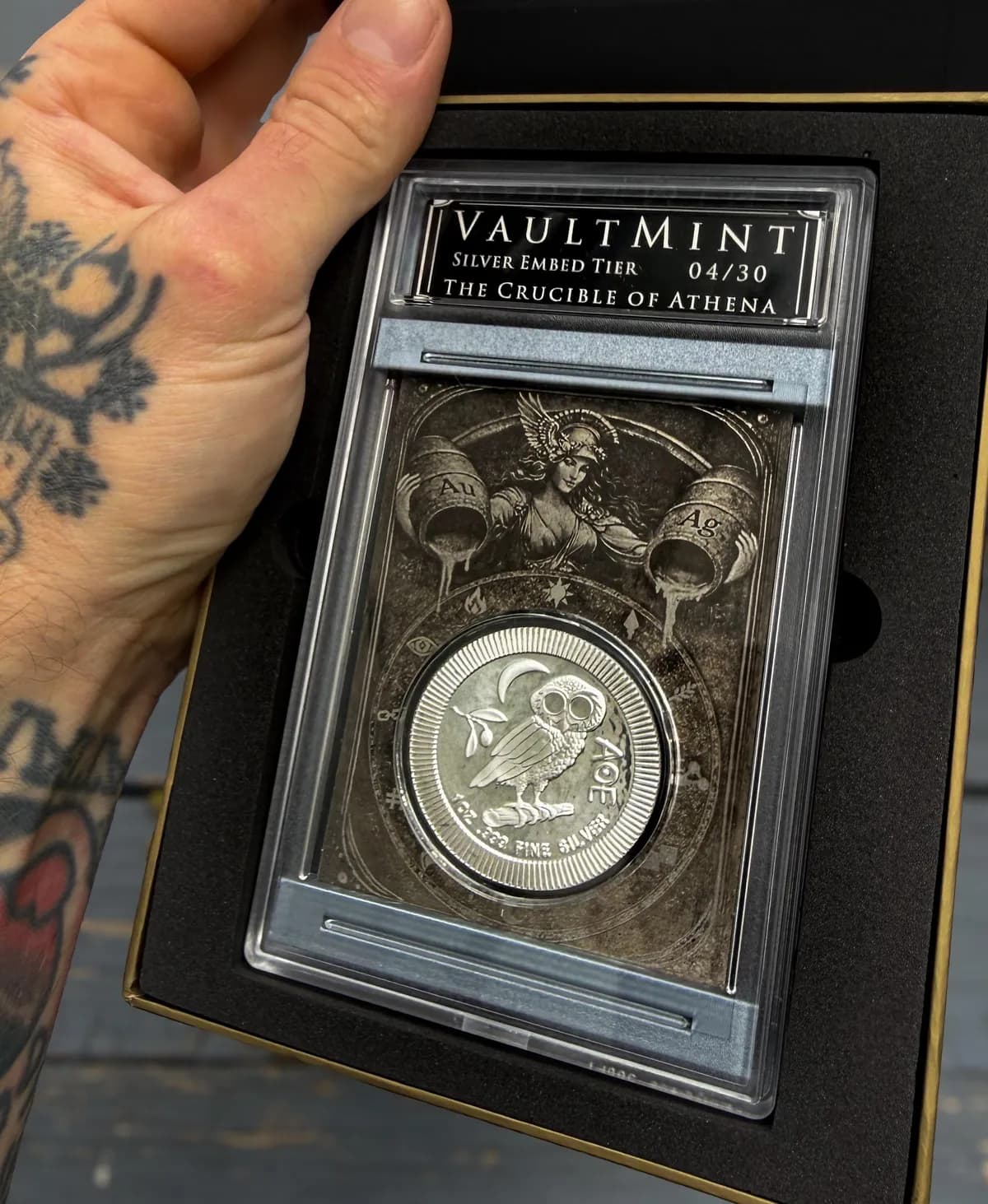 Real embedded silver coin in a VaultMint card